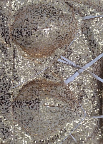 Altın Renk Uzun Drapeli  Elbise - Görsel 2