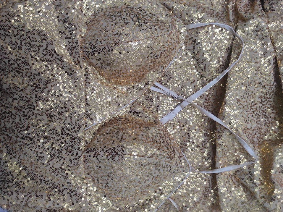 Altın Renk Uzun Drapeli  Elbise - Görsel 2