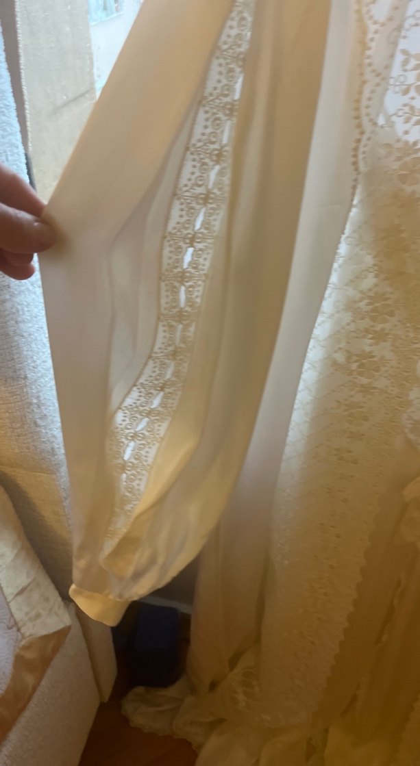 Nakışlı Beyaz uzun Kadın Sabahlık - Görsel 4