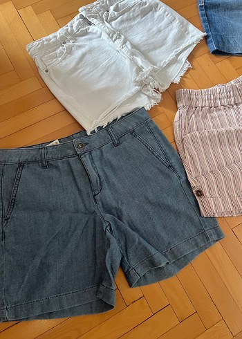 Beyaz Rahat Kesim Kız Kot Şort - Görsel 2