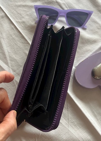Mor Süet Fermuarlı Kadın Cüzdanı - Görsel 3