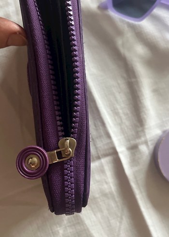 Mor Süet Fermuarlı Kadın Cüzdanı - Görsel 2