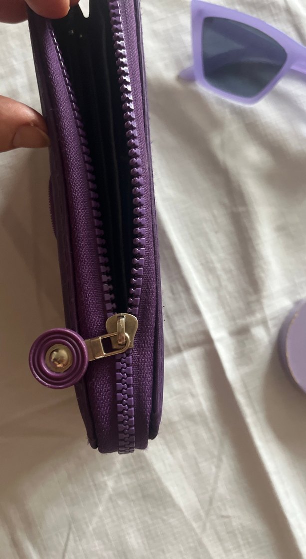 Mor Süet Fermuarlı Kadın Cüzdanı - Görsel 2