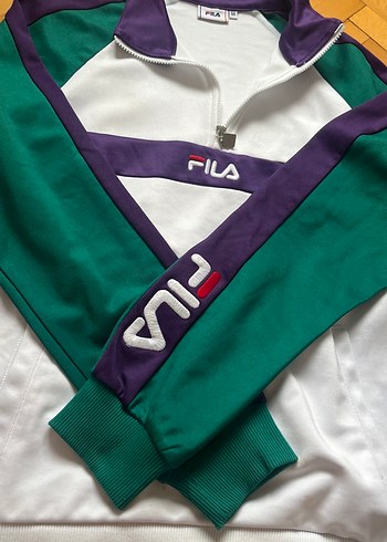 Beyaz Fila Yarım Fermuarlı Sweatshirt - Görsel 4