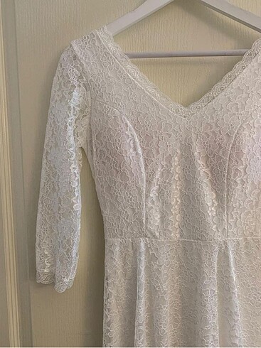 Beyaz Dış Çekim Nişan Nikah Söz Elbisesi