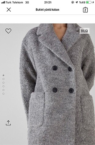 Bershka buklet yünlü kaban