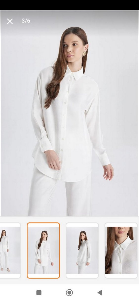 Defacto Beyaz Relax Fit Uzun Kollu Keten Gömlek - Görsel 2