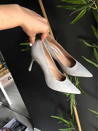 Zara topuklu stiletto gri nubuk