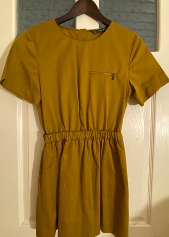 Hardal Zara Kısa Kollu Mini Günlük Elbise - Görsel 3