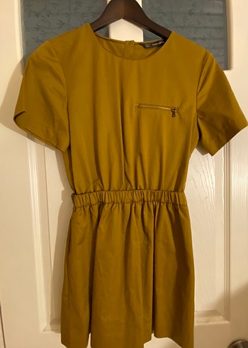 Hardal Zara Kısa Kollu Mini Günlük Elbise - Görsel 2