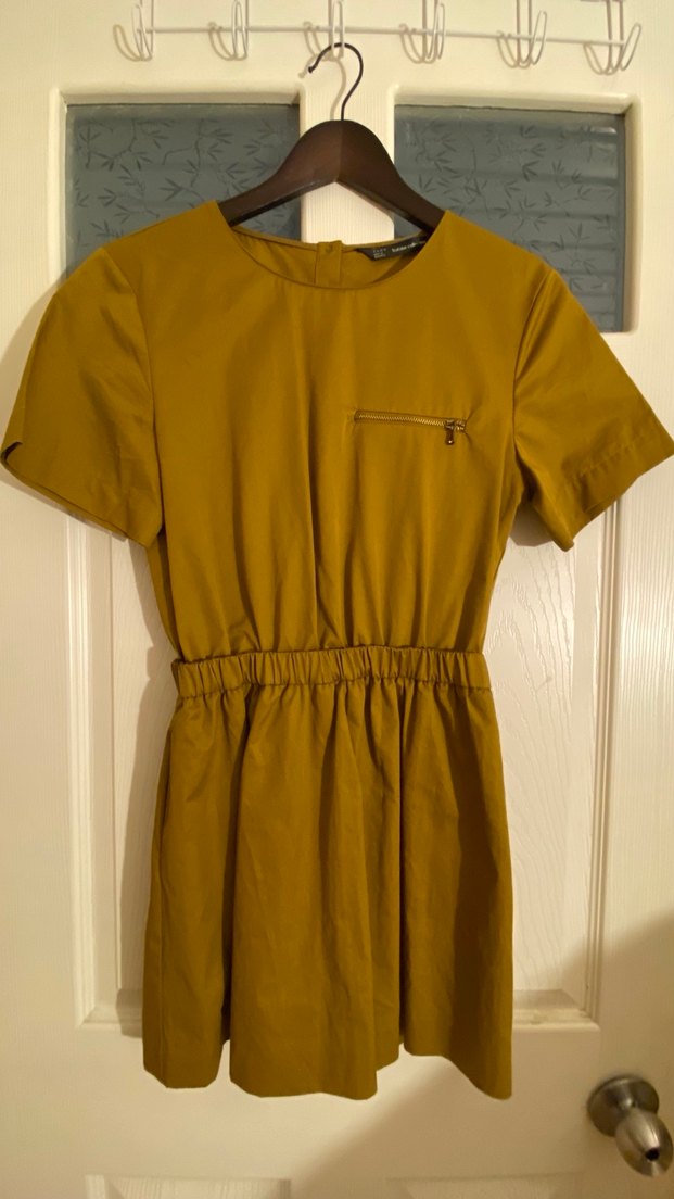 Hardal Zara Kısa Kollu Mini Günlük Elbise - Görsel 3