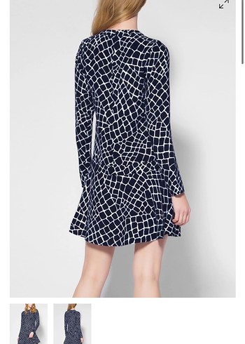 Michael Kors Lacivert Kareli Midi Elbise - Görsel 2