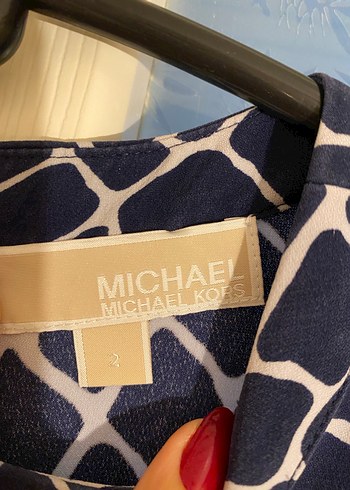 Michael Kors Lacivert Kareli Midi Elbise - Görsel 6