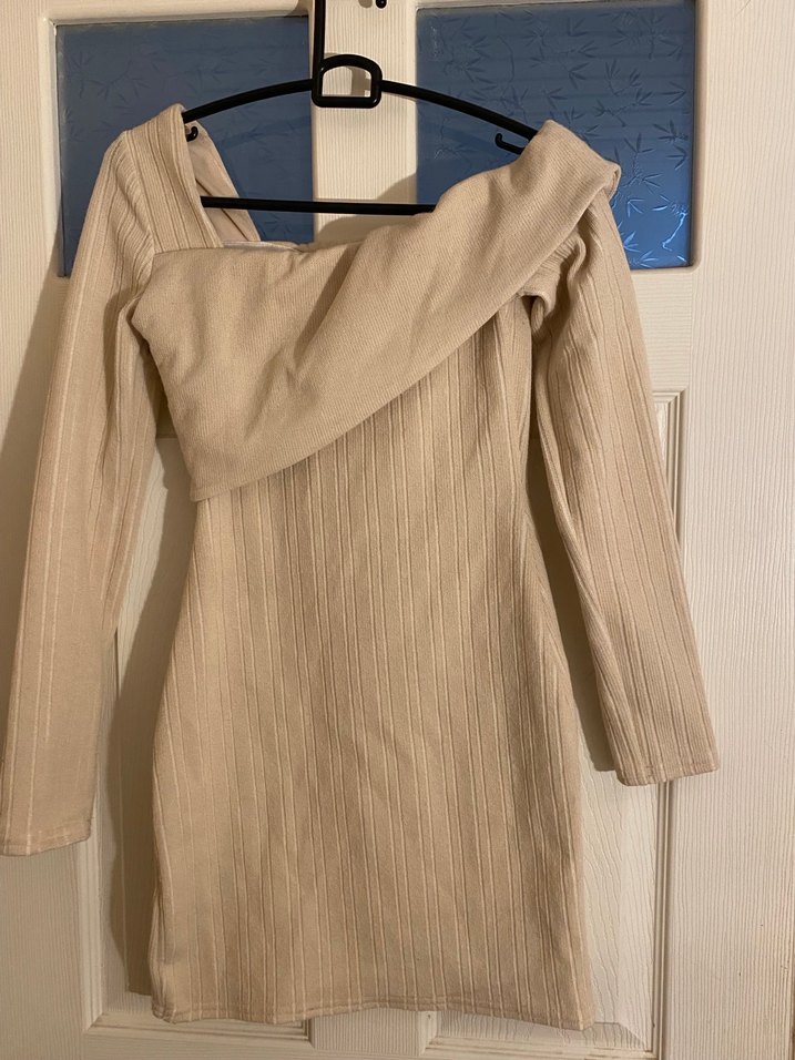 ASOS DESIGN Krem Mini Elbise - Görsel 4