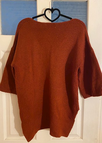 Mango kiremit V Yakalı Örgü Kadın Kazak - Görsel 3