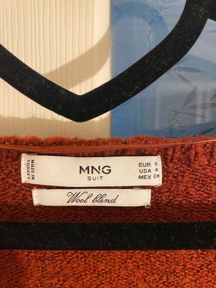 Mango kiremit V Yakalı Örgü Kadın Kazak - Görsel 5