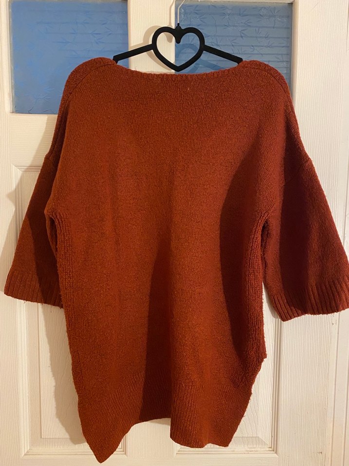 Mango kiremit V Yakalı Örgü Kadın Kazak - Görsel 3