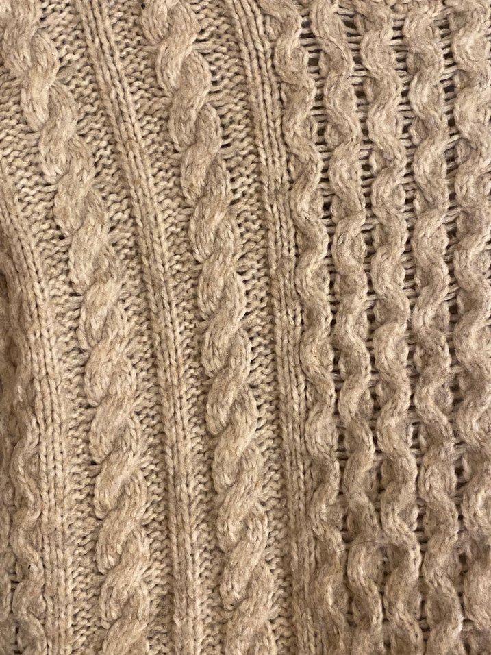 Bej Örgü Kadın Triko Elbise Kazak - Görsel 4