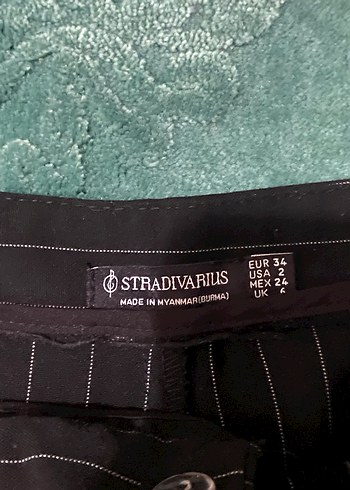 Stradivarius Siyah Çizgili Kadın Kumaş Pantolon - Görsel 6