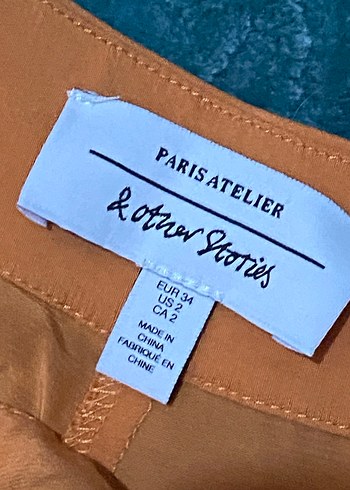 Kadın Turuncu Keten Pilili Salaş Pantolon - Görsel 3