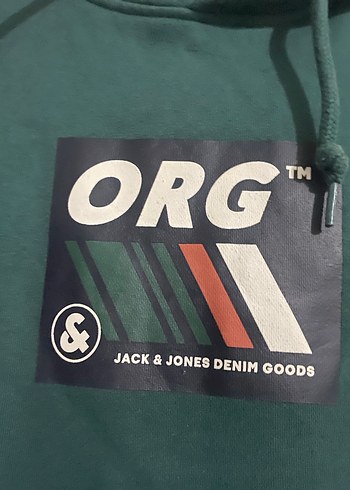 Jack&Jones Baskılı Yeşil Kapüşonlu Sweatshirt - Görsel 2