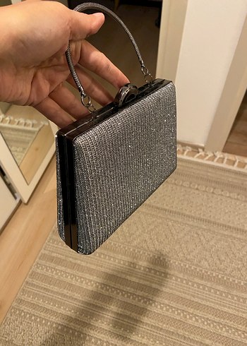 Gri Yılan Desenli Kadın Portföy Çanta - Görsel 2