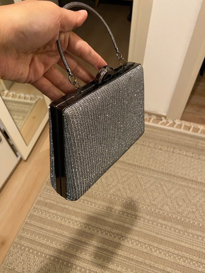 Gri Yılan Desenli Kadın Portföy Çanta - Görsel 2