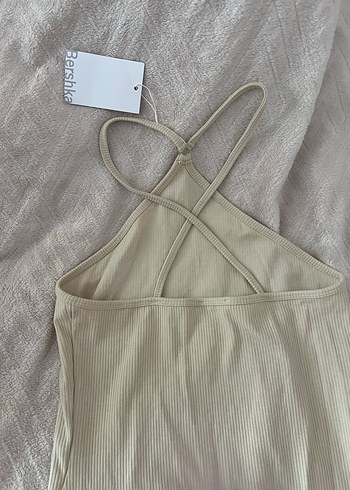 Bershka Bej, Askılı, Uzun Keten Elbise