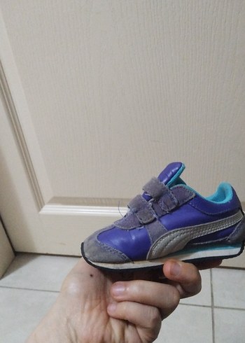 Mor ve Gri Erkek Çocuk Spor Ayakkabısı Velcro - Görsel 2