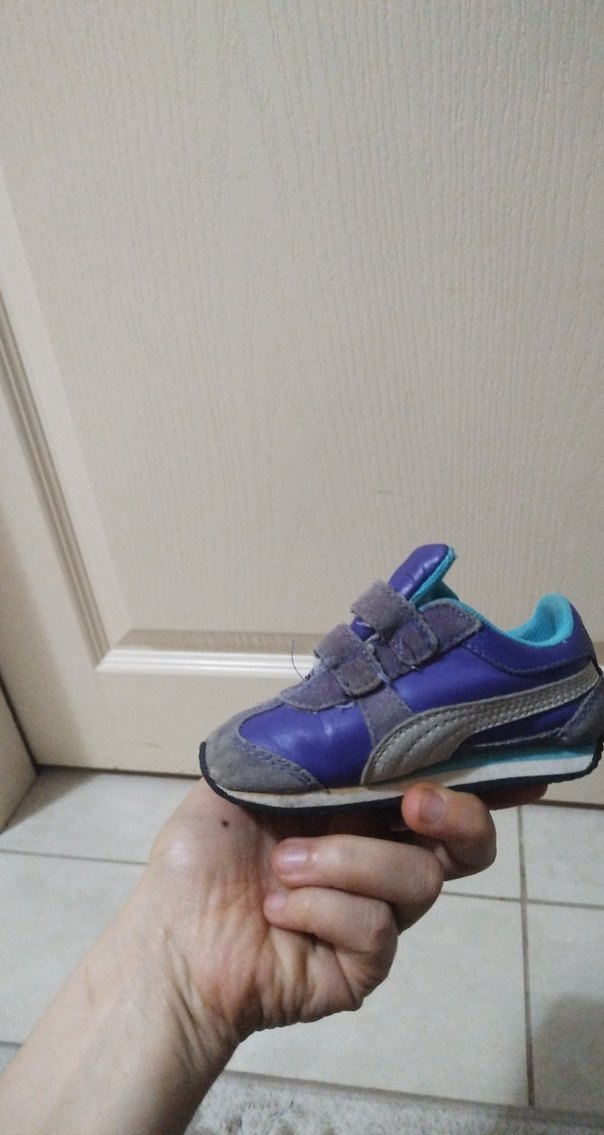 Mor ve Gri Erkek Çocuk Spor Ayakkabısı Velcro - Görsel 2