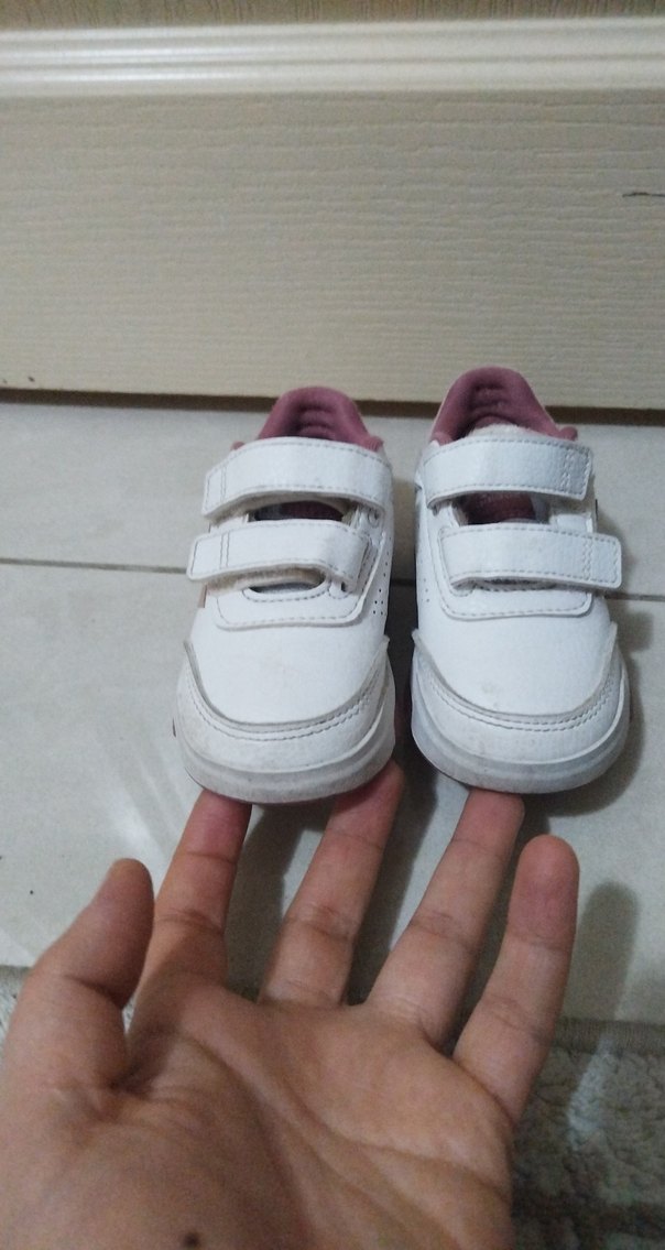 Kız Çocuk Beyaz Pembe Cırt Cırtlı Spor Ayakkabı - Görsel 4