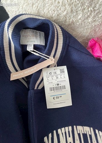 Pull and Bear Oversize Lacivert Kolej Ceket - Görsel 4