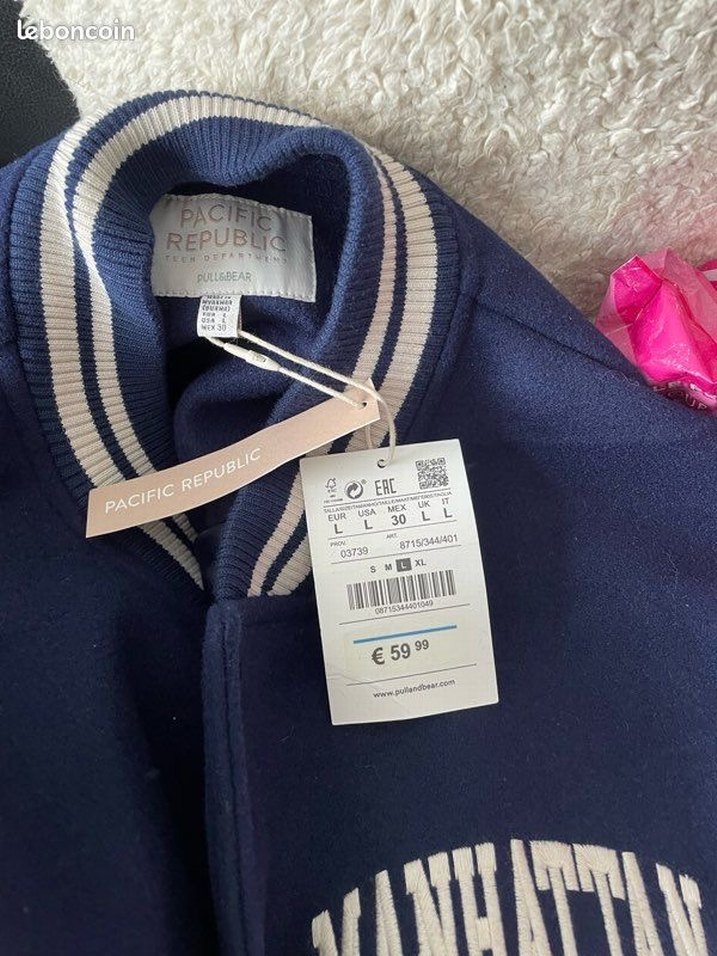 Pull and Bear Oversize Lacivert Kolej Ceket - Görsel 4