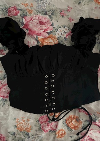 Siyah Straplez Gotik Bluz - Görsel 2