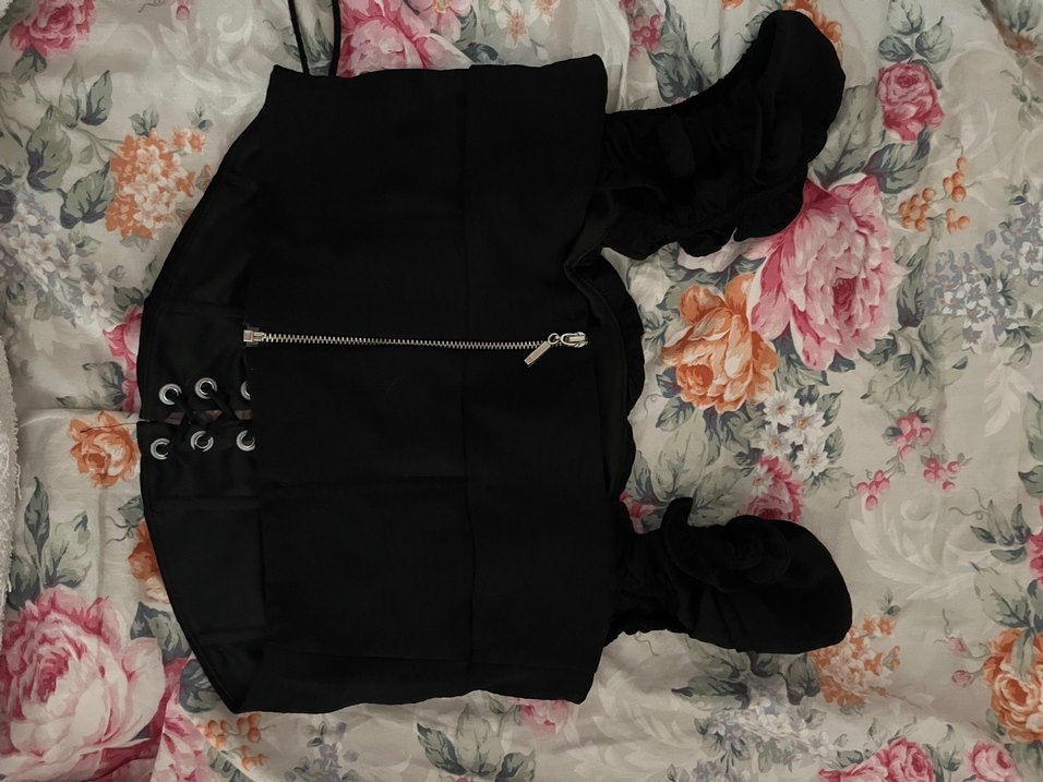 Siyah Straplez Gotik Bluz - Görsel 3