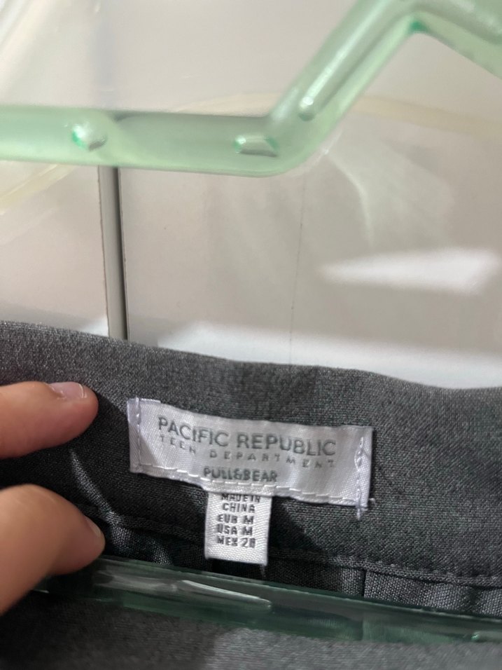 Pull and Bear Gri Pilili Mini Etek - Görsel 4