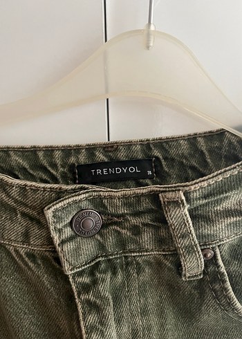 Trendyolmilla Haki Bol Kesim Kadın Kot Pantolon - Görsel 3