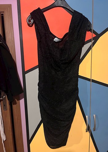 Siyah Mini Gece Elbise - Görsel 3