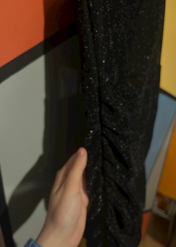 Siyah Mini Gece Elbise - Görsel 7