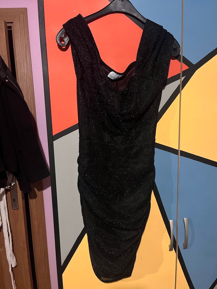 Siyah Mini Gece Elbise - Görsel 3