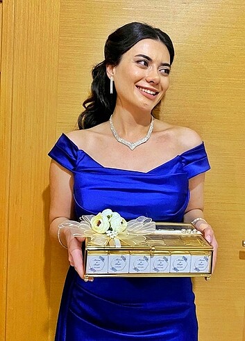 Zara Saten saks mavisi kısa elbise