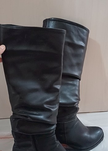 38 Beden Kadın Siyah Deri Goth Çizme