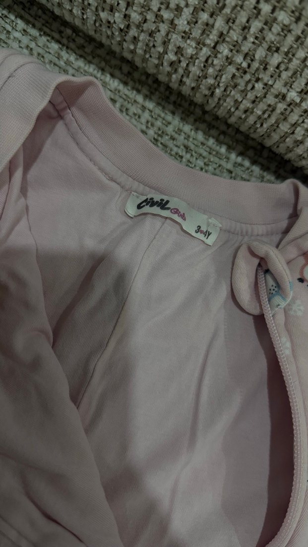 Pembe Baskılı Bebek Kış Tulumu Fermuarlı - Görsel 2