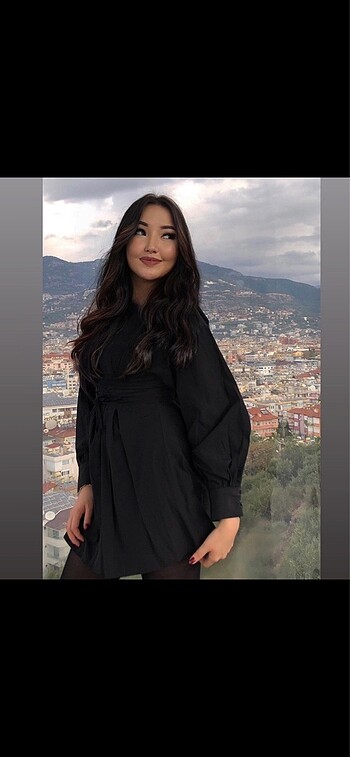 Zara Sıyah gömlek elbise
