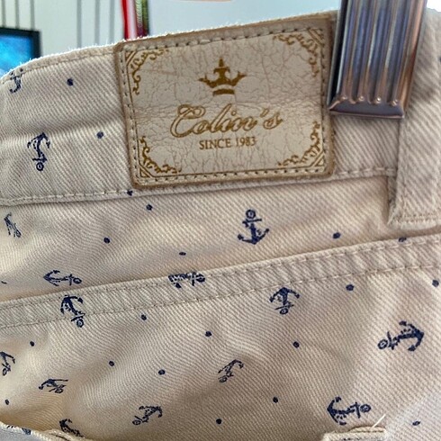 38 Beden ten rengi Renk İç Bel Baskılı Slim Fit Mini Şort