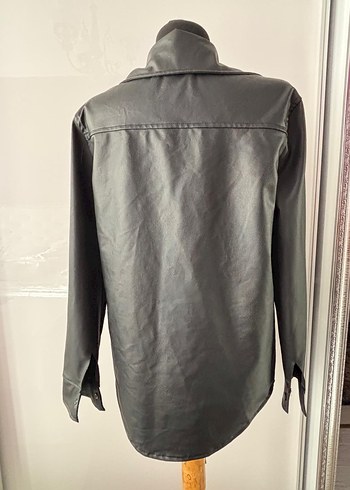 Düğmeli Siyah Deri Kadın Ceket - Görsel 6