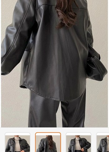 Düğmeli Siyah Deri Kadın Ceket - Görsel 10