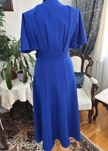 Parlak Mavi Kemerli Uzun Elbise - Görsel 8