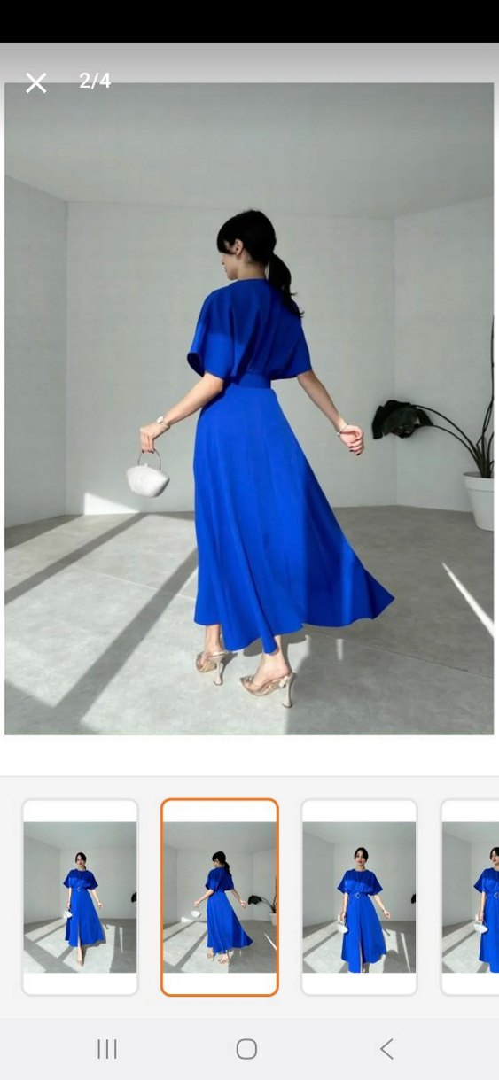 Parlak Mavi Kemerli Uzun Elbise - Görsel 2