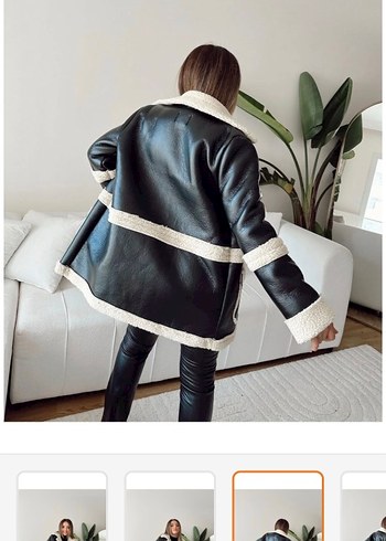 Siyah Kürklü Kısa Deri Kadın Ceket - Görsel 3